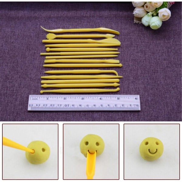 14 stk sett Plast Crafts Leiremodelleringsverktøy for forming og skulptur (gul) (FMY)