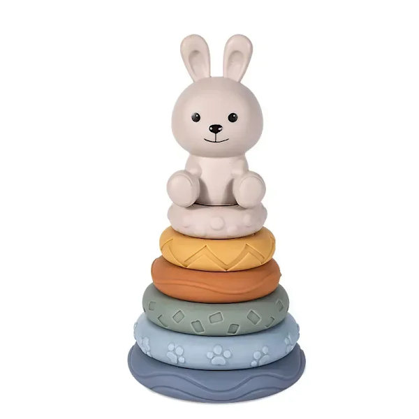 Vauvan silikoninen rakennuspalikat Montessori-lelut vauvoille Puristuspinot ja purentalelut Varhainen oppimislelu Taaperoille pojille ja tytöille (FMY) Bunny 6pcs