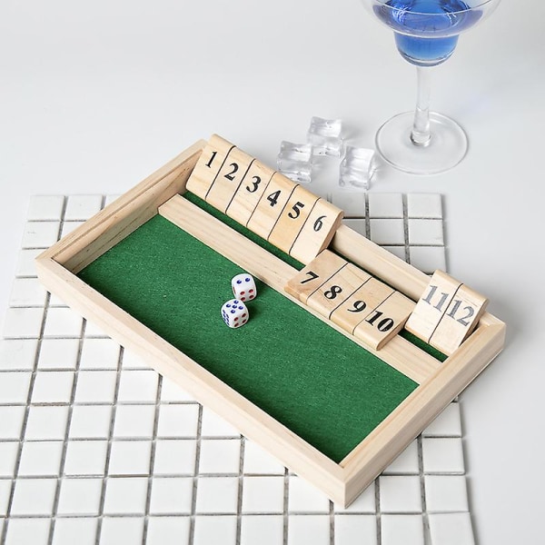 Relaxdays Shut The Box 9er, 2 Terninger i Tre & Terningbrett, Klassisk Spill (FMY)