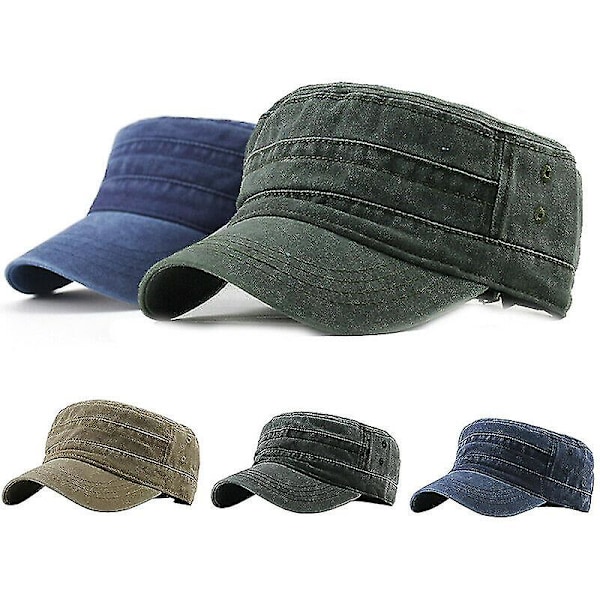 Militær Hat Cap Army Cadet Mænd Kvinder Casual Baseball Størrelse Justerbar Rem  (FMY) Khaki