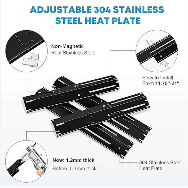 4 st Justerbara Värmespridare, 30-53 cm Värmeplatta Gasgrill Kit Grilltillbehör Redskap För De Flesta Gasgrillar Universal Grill Reservdel (FMY)