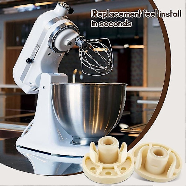 5 st Mixerfot Bottenplatta Ställ Fäste Ersättning Mixertillbehör Kompatibla för Kitchenaid Mixer 9709707 (FMY) creamywhite