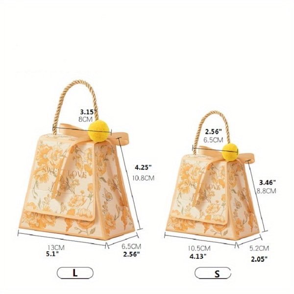 20 stk Kreative Skov-Stil Bryllupskonfektæsker - Bærbare, Genanvendelige og Elegante Bryllupsminder til Forlovelse og Bryllupsfester - Uni (FMY) Yellow (with Hair Ball Pin) L Size