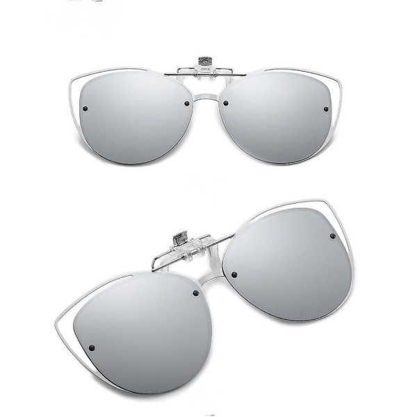 Polariserede damesolbriller med klip-på-klip med funktionsegnet, vintage Cat Eye udendørs solbriller til damer - lysegrøn (FMY)