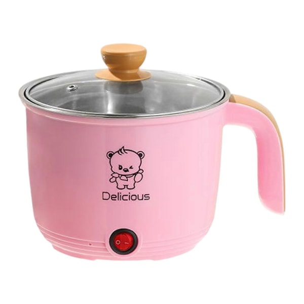 Elektrisk Gryta Hushåll 1.8L Nonstick Elektrisk Stekpanna för Soppa Fritera Pasta (FMY) pink Single layer