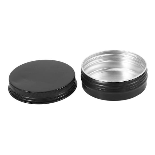 Aluminiumsbokser - 24-pakning 2OZ / 60G Runde metallbokser Skruelokk Stålbokser Kosmetiske prøvebeholdere Stearinlys Reisebokser  (FMY) Black