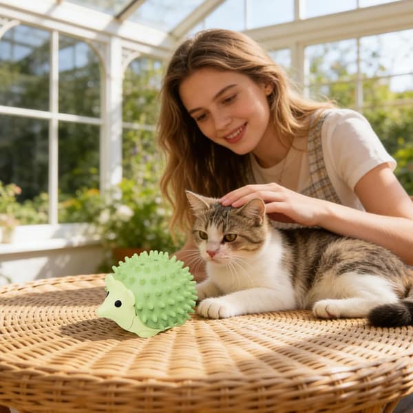Katteniplegetøj, roterende og spiselig slikke-bold til tandfrembrud, bidelegetøj til killinger; til motion (FMY)