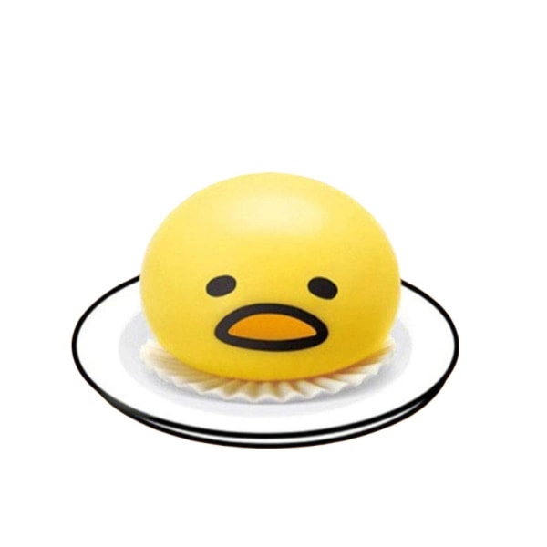 3 kpl Yellow Pyöreä oksentelua ja imemistä laiska munankeltuainen, oksentava munankeltuainen, vent Stress Tricky Game Relief Toys (FMY)