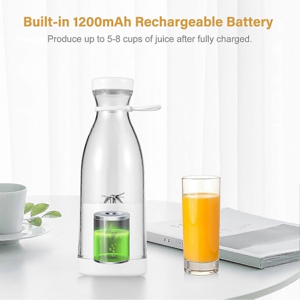 Kannettava Mini Sähkövatkain 300ml Mehupuristin 6 Terää Smoothie Maidon Ravistus Juoma Vauvanruoka Sisäänrakennettu Ladattava Akku Matkustamiseen Spo (FMY) White