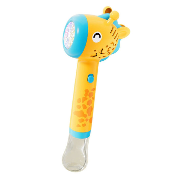 Elektrisk Giraff-Bubbelblåsare med Ljus 10 Hål Cartoon Djur Barn Handhållen Automatisk Bubbelblåsare Maskin Leksak Pojkar Flickor Födelsedag (FMY) Yellow