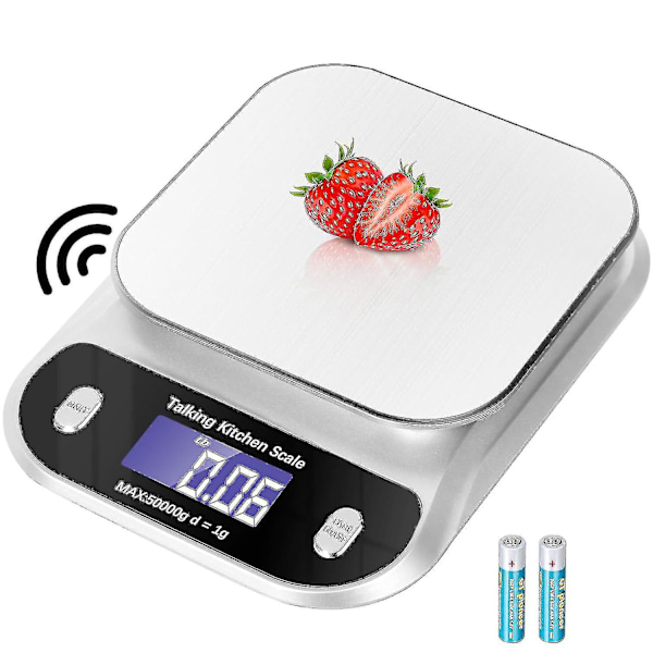 Puhuva Ruokavaaka, 5kg/11lb Puhuva Digitaalinen Keittiövaaka Paino Unsseina ja Grammoina Ruoanlaittoon ja Leivontaan, Selkeä Puhdas Ääni Puhuva Keittiö (FMY)