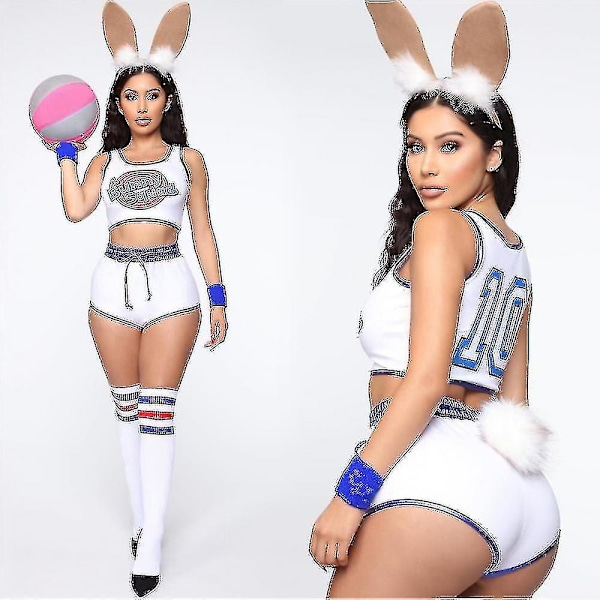 Space Lola Bunny Kanin Cosplay Kostym Flickor Halloween Party Kläder Dam Cheerleader Uniform (FMY) XL