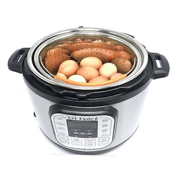 Höyrytyskori-lisätarvikkeet Instant Pot 6 ja 8 litran malleihin - Tukeva ruostumattomasta teräksestä valmistettu IP InstaPot -sisäosa ja siivilä - Silikonikahva ja jalat (FMY)