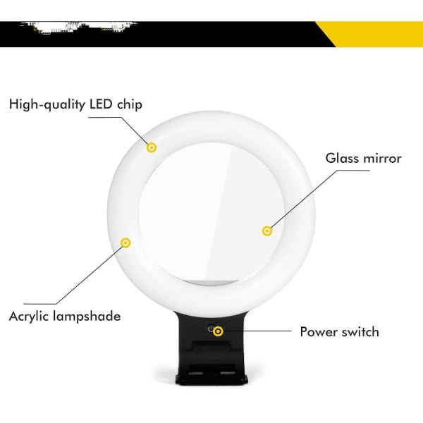 Ringlys Selfie Ringlys med speil Dimbar Beauty Desktop Ring Light (FMY)