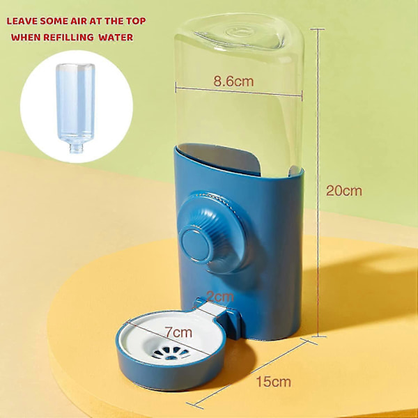 Kaninvattenflaska, 600ml Hängande Automatisk Vattendispenser Med Gravitationsflöde För Kanin Chinchilla Marsvin Illrar (FMY) Blue