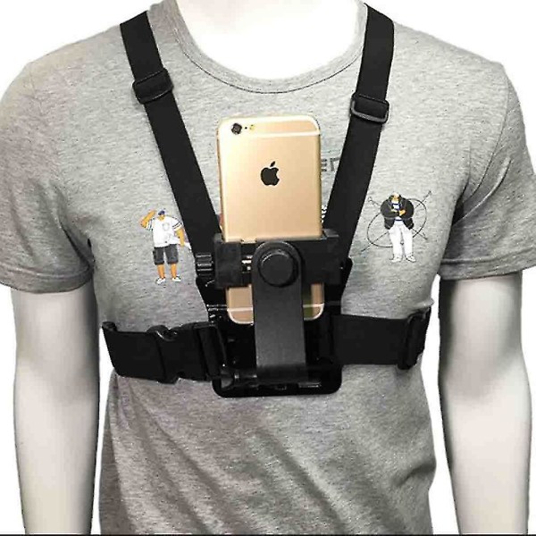 Mobiltelefon Selfie Bröstfäste Bröstsele Rem med mobiltelefonklämma för actionkamera Pov Gopro Samsung