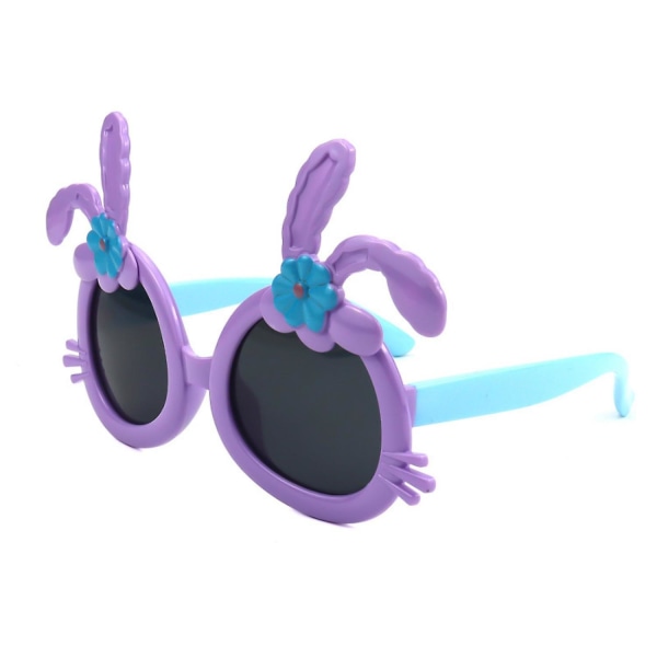 Barnesolbriller tegneserie polariserte barnebriller Solskjermspeil Uv-beskyttelse Barnebriller ---blomst kanin lilla (FMY)