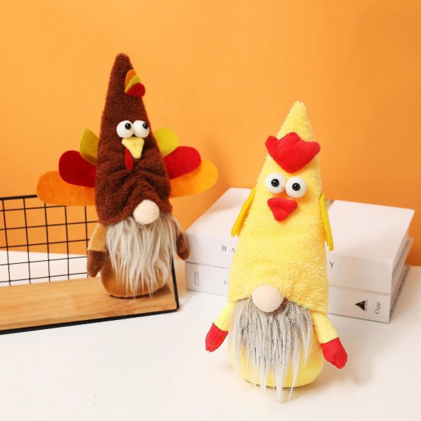 Ansigtsløs kalkunhat Dværgdekoration Bomuld Thanksgiving Furry Touch Gnome Doll Home Decor (FMY)