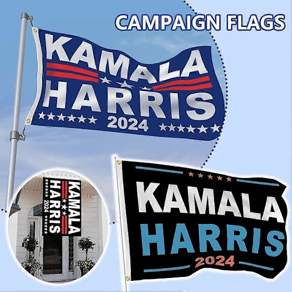 Kamala Harris 2024 -lippu 3x5 jalkaa, Harris presidentinvaaleihin -lippu messinkisilmukoilla (FMY) A