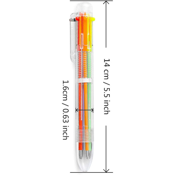 6 kpl 0,5 mm 6-in-1 monivärikynä 6 väriä Retractable kuulakärkikynät (6 kpl)  (FMY) Multicolored 5.5 inch