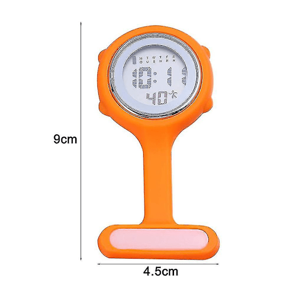 Piao Elektronisk Multifunksjonell Sykepleierklokke Silikon Sykepleierklokke Lysende Alarm Kronograf Digital Brystklokke (FMY) Orange