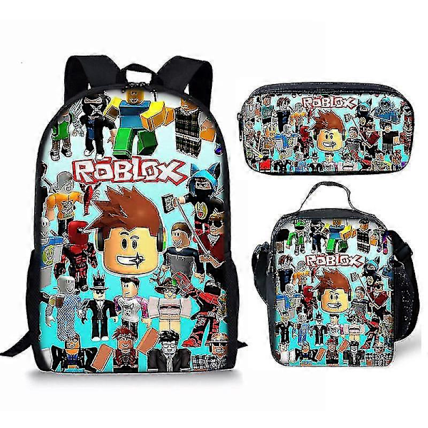 3D Roblox Skolesekk Matboks Penalhus Roblox Ryggsekk Tredelt Sett (FMY) pen bag