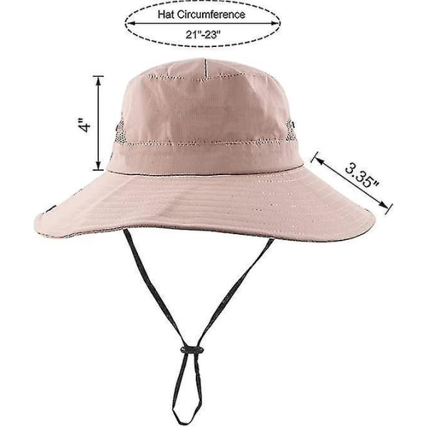 Dam sommar solhatt bred brätte utomhus UV-skydd hatt hopfällbar hästsvans hink keps för strand fiske vandring  (FMY) Pure pink