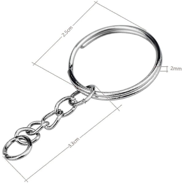 100 st Nyckelring, 25 mm Nyckelring med Silverkedja Nyckelring med Ringar (FMY)