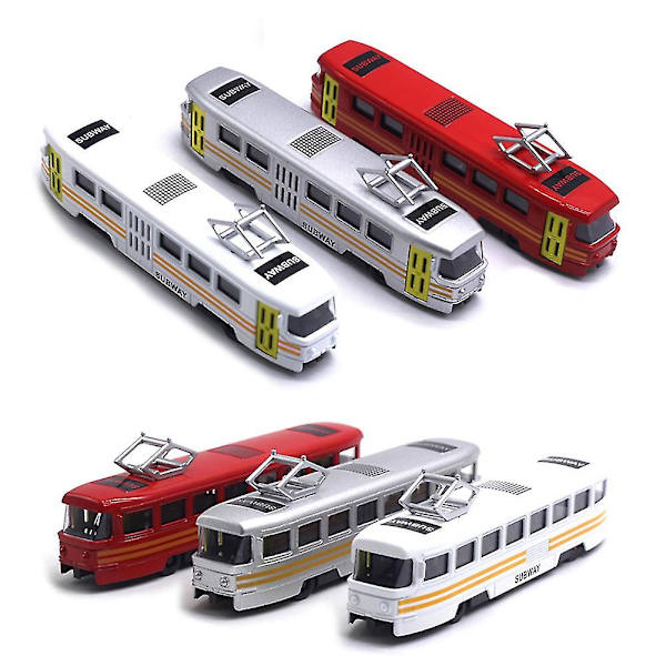 Klassinen raitiovaunu Diecast Pull Back -malli LED-musiikilla Kehityslelu lapsille (FMY) Red Grey