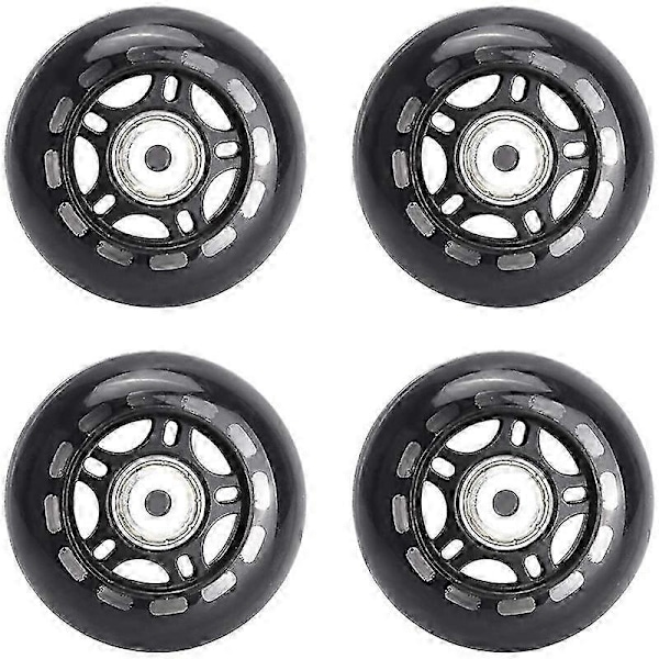 4 kpl Inline-luistelupyöriä Sisä- / Ulkokäyttöön Vaihtopyörät Laakereilla 70 mm, Musta