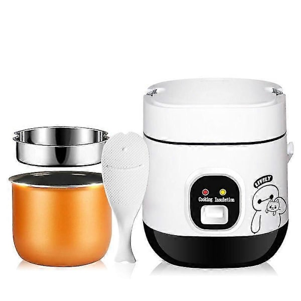 1,2 l Mini Risgryter 2-lags Damper Multifunksjonskokeapparat Elektrisk Isolasjonsvarmeovn Matbeholder Matboks (FMY) EU White