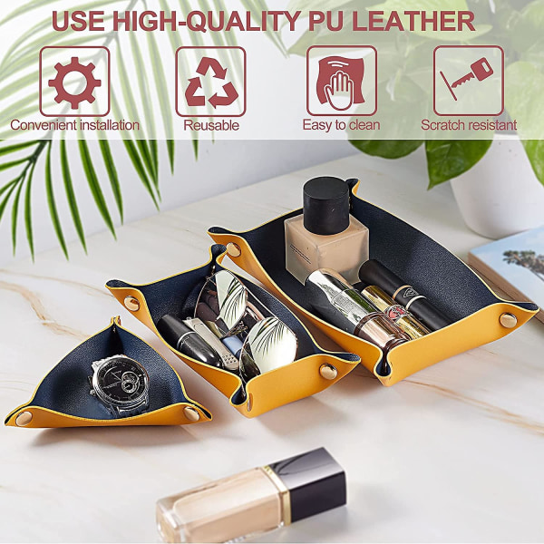 Pocket Empty Leather Jewelery Box Women And Men Jewelery Storage Shell For Keys Jewelery Watches,yellow Blue