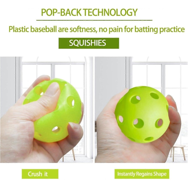 12-pack Plast Basebollträningsbollar för Slagträning, Lätta Bollar för Inom- och Utomhusbruk Baseb(FMY)