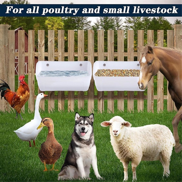 Gedefoder,, højkapacitets hængende hegns fodertrug, egnet til får, hjorte, kylling 2 stk. Hvid (FMY)