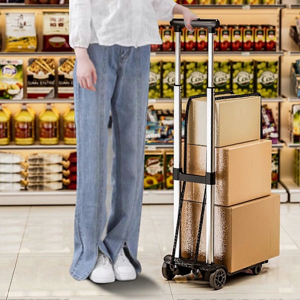 Sammenklappelig sækkevogn med hjul, 50 kg lastekapacitet, rustfri, korrosionsbestandig, sammenklappelig trolley, bærbar dolly, bagagevogn (FMY) Yellow
