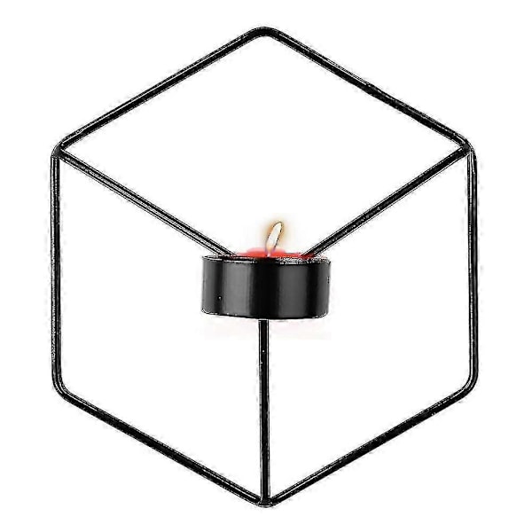 Nordisk stil 3D geometrisk ljusstake i metall, väggljusstake, heminredning, prydnad (FMY) black
