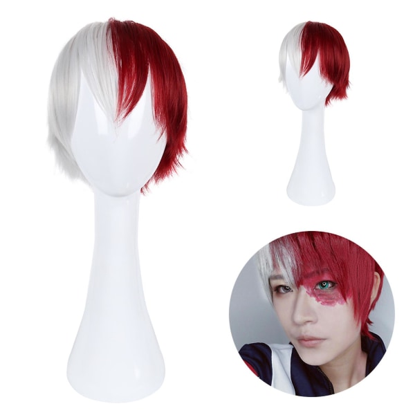 Aveki Anime My Hero Academia Todoroki Shoto Cosplay Monivärinen Puku Peruukki, Sisältää Hiukset, Lämmönkestävä Aikuisille, Punainen-485,wz-1751  (FMY)