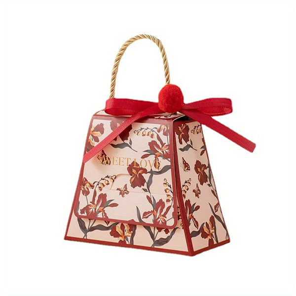 20 stk Kreative Skov-Stil Bryllupskonfektæsker - Bærbare, Genanvendelige og Elegante Bryllupsminder til Forlovelse og Bryllupsfester - Uni (FMY) Red (with Fur Ball Pin) L Size