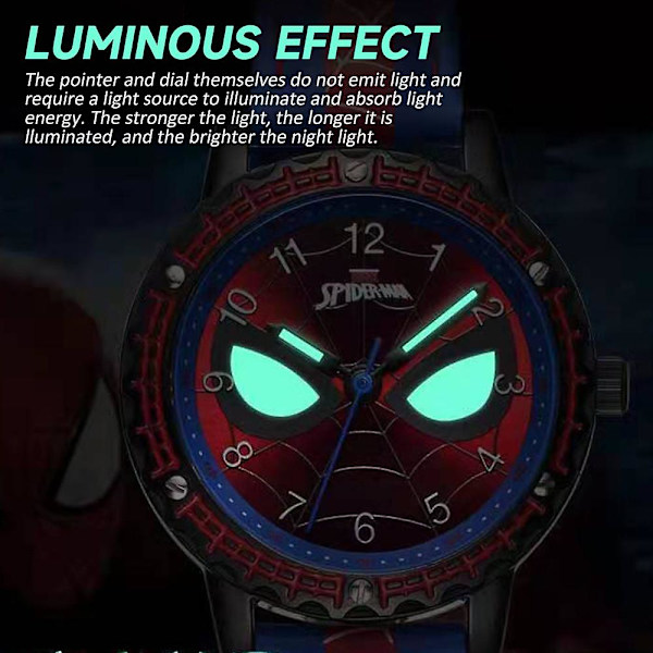 Spiderman Cool Luminous Rannekello Lapsille Vedenkestävä Analogiset Kellot Pojat Tytöt Unisex Lapset Uusivuosilahja (FMY) Blue Red