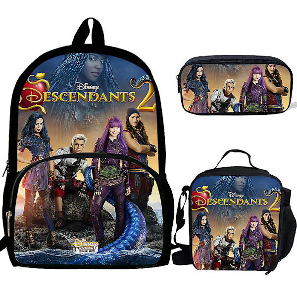 3 st Descendants 3 Ryggsäck Flickor Pojkar Pennfodral Skolväska Anime Cartoon Ryggsäck Laptop Laptop Present Till Barn  (FMY) only backpack4