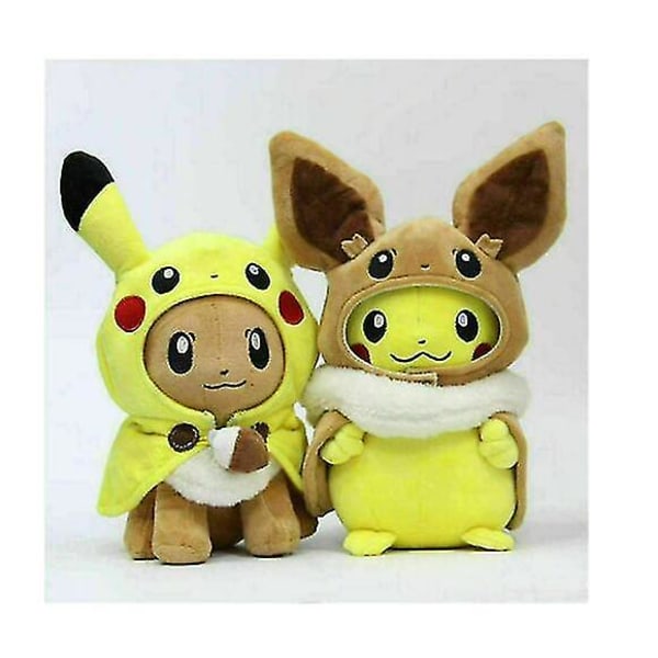 2 stk. 12\" Pikachu Eevee Cosplay plys bamse bamse blød legetøj til børn gave (FMY)