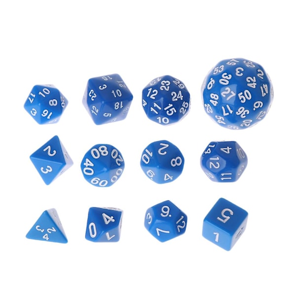 12 stk./sæt Flersidig Polyhedral Terning D4 D6 D8 D10 D12 D20 D24 D30 D60 Dungeons  (FMY) Creamy-white