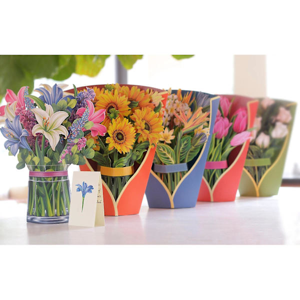 Paperi Pop Up -kortit, 12 tuuman kokoinen ikuinen kukkakimppu 3D Pop Up -tervehdyskortti (FMY) English Daffodils