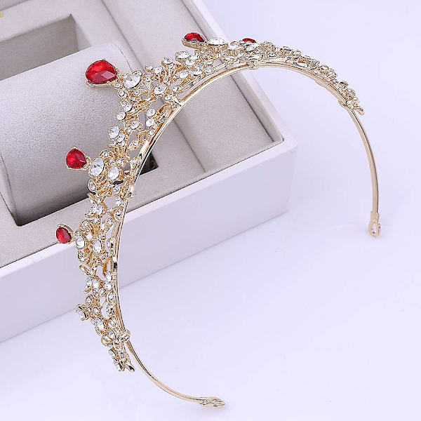 Tiarat ja kruunut naisille Prinsessa Tyttö Punainen Rhinestones Kristalli Hopea Metalli Quinceanera Kruunu Syntymäpäiväjuhlat Hiusasusteet,wz-1627  (FMY)