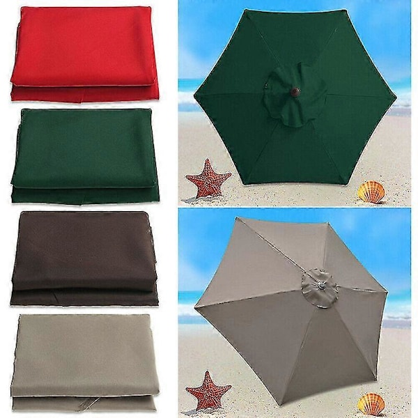 Ersättningsöverdrag för Parasoll, 6 Ribbor, 2m, Vattentätt, Anti-UV, Ersättningstyg, Khaki (FMY)