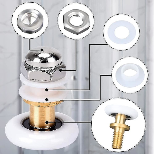 Duschdörrrullar 20mm skjutbara duschdörrar Hjulbyte för duschvägg Duschrum Showe8st (FMY)