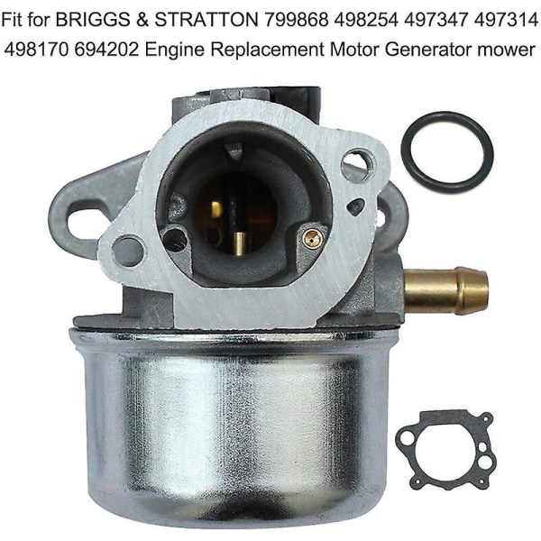 Karburator med pakning passer til Briggs & Stratton 799868 498254 497347 497314 498170 694202 Motorudskiftning elektrisk plæneklipper (FMY)