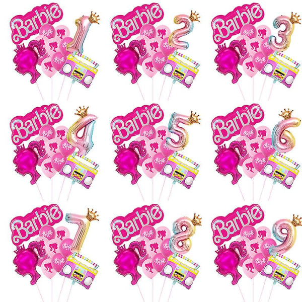 Ny DIY Kawaii Barbie Ballon Børn Piger Drenge 0-9 års fødselsdagsfest Tema Dekoration Børn Baby Aluminium Film Balloner Legetøj (FMY) xie-2
