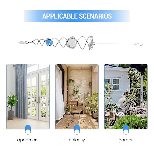 Vindklokkespill Vindmølle Krystall Metalltråd Krystallkule Vindspinner Klokke Spiralhale For Utendørs Hage  (FMY) blue