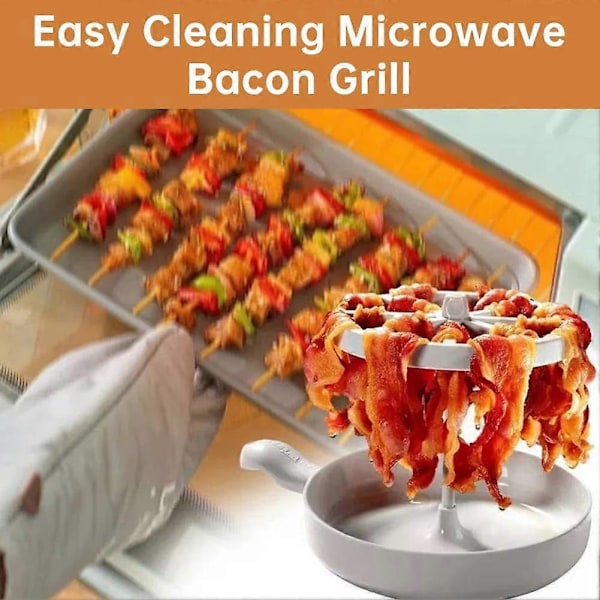 Mikrovågsugns Baconkokare Snabb Effektiv Mikrovågsugn Krispig Bacon Maker för Hem Familj (FMY) White